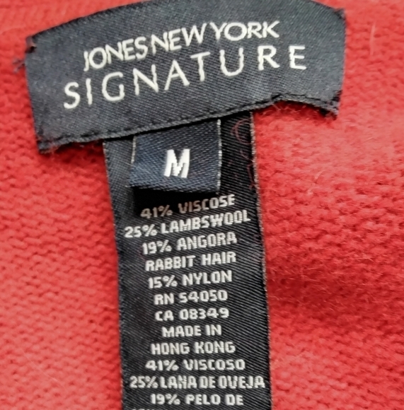 Jones New York Signature  Red Sweater With Pearl Embellishments  Size M - Picture 5 of 8